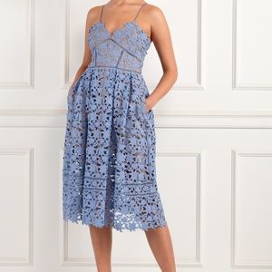NWT Self-Portrait Azaelea Blue Midi Guipure Lace Size US 4